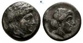 Lesbos. Mytilene circa 400-350 BC. Diobol AR