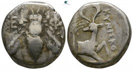 Ionia. Ephesos . ΚΥΝΙΣΚΟΣ (Kyniskos), magistrate circa 390-325 BC. Tetradrachm AR
