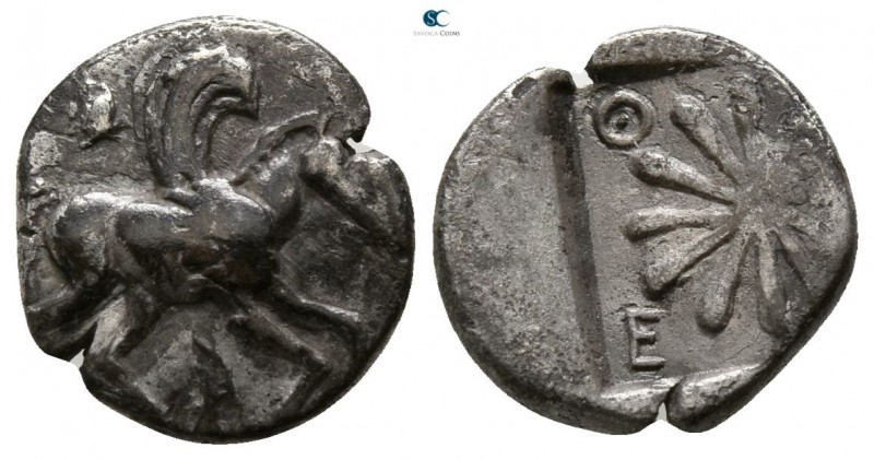 Ionia. Erythrai circa 480-400 BC. 
Diobol AR

10mm., 1,33g.

Pegasos flying...