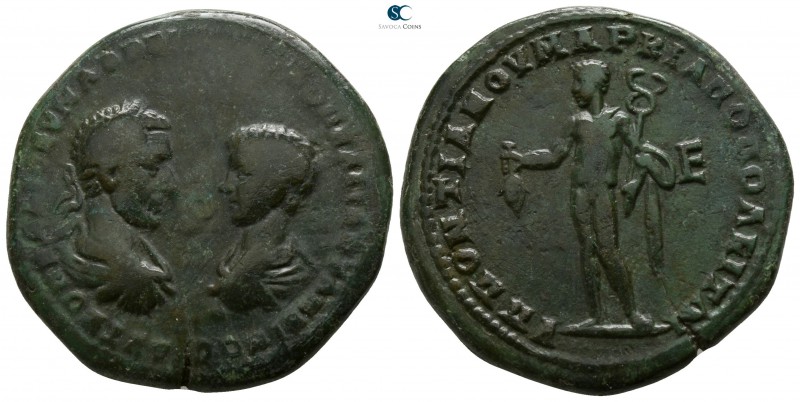 Moesia Inferior. Marcianopolis. Macrinus and Diadumenian AD 217-218. 
Bronze Æ...
