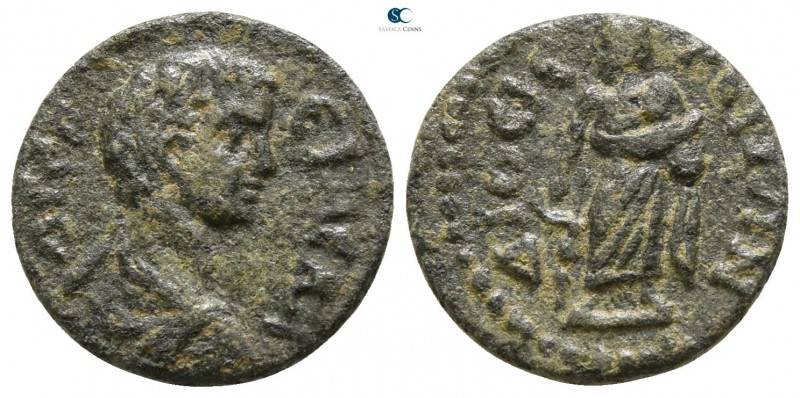Lydia. Dioshieron. Geta as Caesar AD 197-209. 
Bronze Æ

13mm., 1,80g.

Bar...