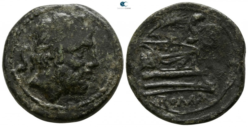 Anonymous 211-208 BC. Uncertain mint in Sicily
Semis Æ

25mm., 12,39g.

Lau...