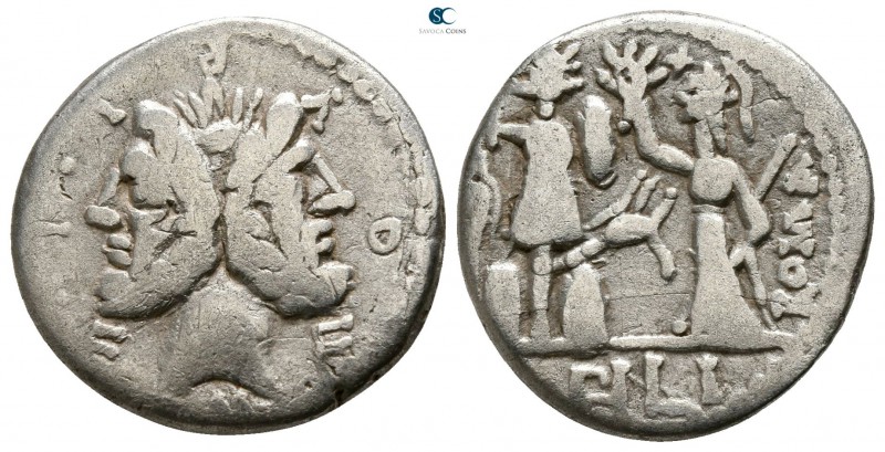 M. Furius L. f. Philus 120 BC. Rome
Denarius AR

17mm., 3,52g.

Laureate he...