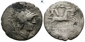 L. Licinius Crassus and Domitius Ahenobarbus with L. Cosconius 118 BC. Rome. Denarius AR