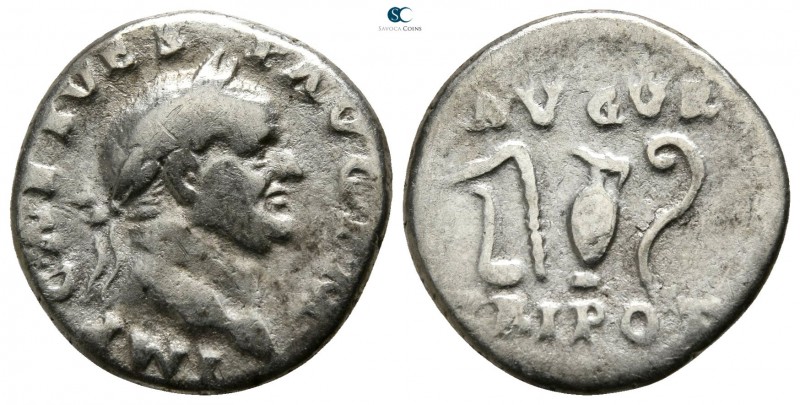 Vespasian AD 69-79. Rome
Denarius AR

16mm., 3,10g.

IMP CAES VESP AVG P M ...