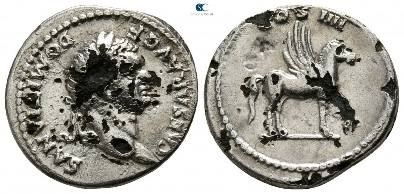 Domitian AD 81-96. Rome
Foureé Denarius AR

17mm., 2,47g.

CAESAR AVG F DOM...