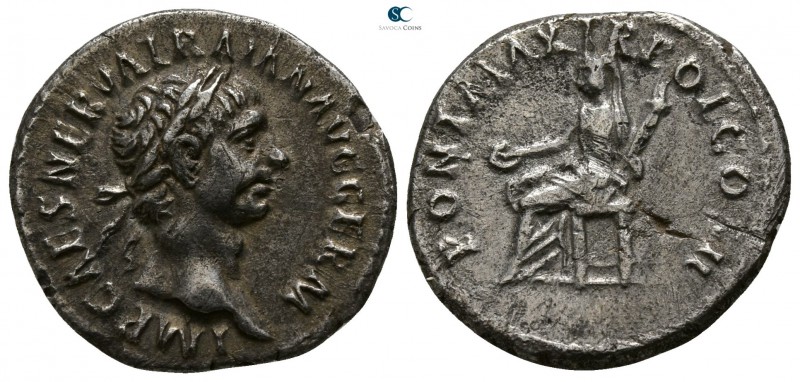 Trajan AD 98-117. Rome
Denarius AR

18mm., 2,96g.

IMP CAES NERVA TRAIAN AV...