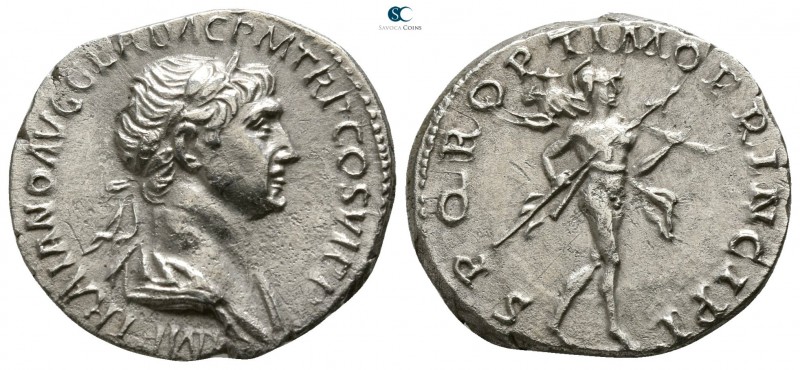 Trajan AD 98-117. Rome
Denarius AR

18mm., 3,20g.

MP TRAIANO AVG GER DAC P...
