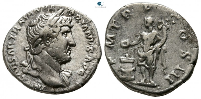 Hadrian AD 117-138. Rome
Denarius AR

16mm., 3,26g.

IMP CAESAR TRAIAN HADR...