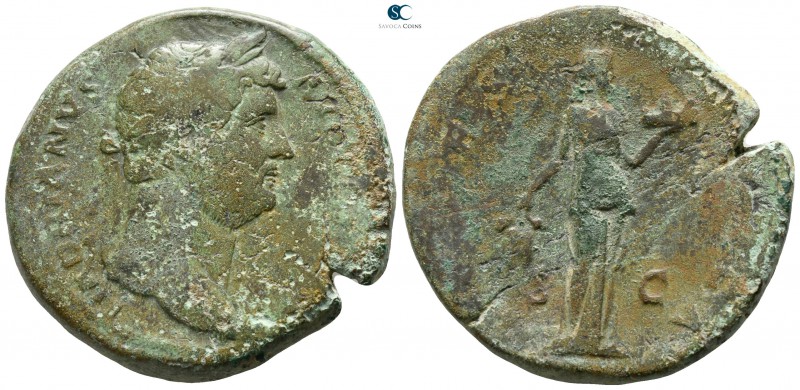 Hadrian AD 117-138. Rome
Sestertius Æ

31mm., 27,75g.

HADRIANVS AVG [COS I...