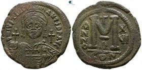 Justinian I. AD 527-565. Dated RY 16=AD 542/3. Constantinople. Follis Æ