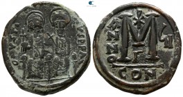 Justin II and Sophia AD 565-578. Dated RY 7=AD 571/2. Constantinople. Follis Æ