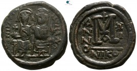 Justin II and Sophia AD 565-578. Dated RY 11=AD 575/6. Nikomedia. Follis Æ