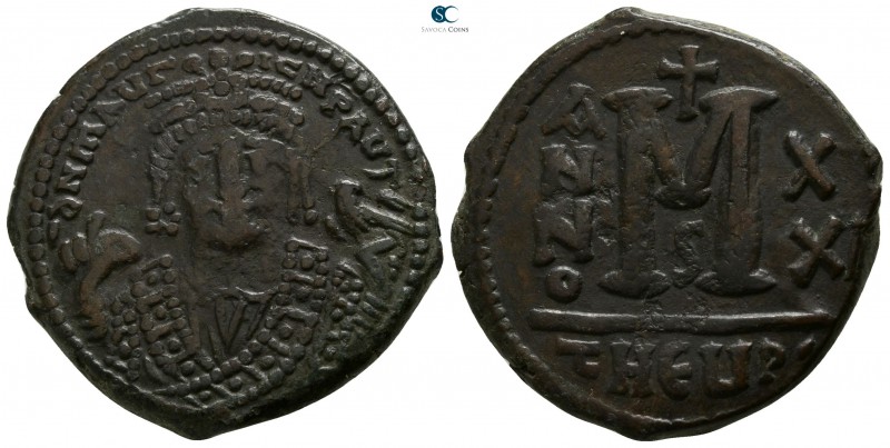 Maurice Tiberius AD 582-602. Dated RY 20=AD 601/2. Theoupolis (Antioch)
Follis ...