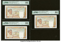 Algeria Banque de l'Algerie 100 Francs 20.6.1945 Pick 85 Three Consecutive Examples PMG Choice Uncirculated 64 (3). 

HID09801242017

© 2022 Heritage ...
