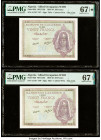 Algeria Banque de l'Algerie 20 Francs 7.5.1945 Pick 92b Two Consecutive Examples PMG Superb Gem Unc 67 EPQ S; Superb Gem Unc 67 EPQ. 

HID09801242017
...