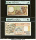 Algeria Banque de l'Algerie et de la Tunisie 500; 5000 Francs 3.9.1954; 28.11.1949 Pick 106; 109a Two Examples PMG Very Fine 25 (2). Pinholes and stai...