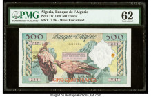 Algeria Banque de l'Algerie 500 Francs 8.1.1958 Pick 117 PMG Uncirculated 62. Rust and staple holes present on this example.

HID09801242017

© 2022 H...