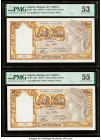 Algeria Banque de l'Algerie 10 Nouveaux Francs 2.6.1961 Pick 119a Two Consecutive Examples PMG About Uncirculated 53; About Uncirculated 55. Minor rus...