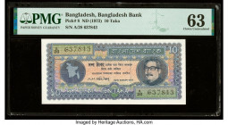 Bangladesh Bangladesh Bank 10 Taka ND (1972) Pick 8 PMG Choice Uncirculated 63. Staple holes at issue and previous mounting.

HID09801242017

© 2022 H...