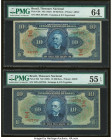Brazil Thesouro Nacional 10 Mil Reis ND (1925) Pick 39c; 39d Two Examples PMG Choice Uncirculated 64; About Uncirculated 55 EPQ. 

HID09801242017

© 2...