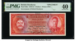 British Honduras Government of British Honduras 5 Dollars 1.11.1949 Pick 26bs Specimen PMG Extremely Fine 40. A roulette Specimen punch and previous m...