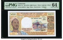 Cameroon Banque des Etats de l'Afrique Centrale 5000 Francs ND (1974) Pick 17c PMG Choice Uncirculated 64. 

HID09801242017

© 2022 Heritage Auctions ...
