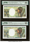 Cameroon Banque des Etats de l'Afrique Centrale 10,000 Francs ND (1981) Pick 20 PMG Gem Uncirculated 65 EPQ; Gabon Banque des Etats de l'Afrique Centr...