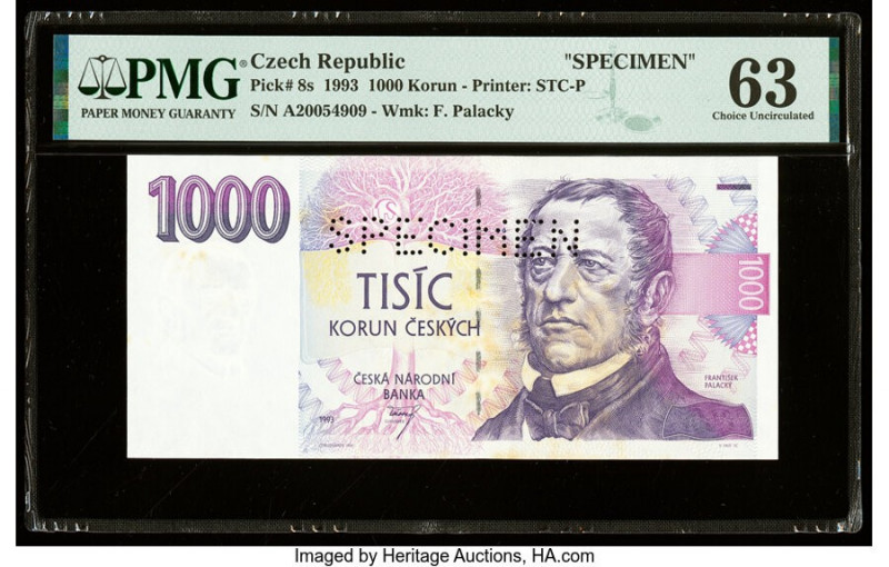 Czech Republic Czech National Bank 1000 Korun 1993 Pick 8s Specimen PMG Choice U...