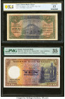 Egypt National Bank of Egypt 5; 10 Pounds 12.6.1940; 9.6.1948 Pick 19b; 23c Two examples PCGS Banknote Choice Fine 15; PMG Choice Very Fine 35. 

HID0...