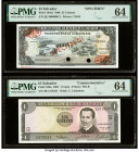 El Salvador Banco Central de Reserva de El Salvador 25 Colones; 1 Colon 27.12.1966; 20.6.1967 Pick 104s2; 108a Specimen/Commemorative PMG Choice Uncir...