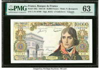 France Banque de France 10,000 Francs 2.11.1956 Pick 136a PMG Choice Uncirculated 63. Staple holes and minor stains are present on this example.

HID0...