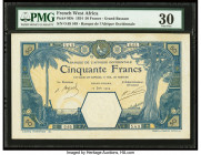French West Africa Banque de l'Afrique Occidentale 50 Francs 12.6.1924 Pick 9Db PMG Very Fine 30. A small tear is noted on this example.

HID098012420...