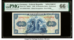Germany Federal Republic U.S. Army Command 10 Deutsche Mark 1948 Pick 5s1 Specimen PMG Gem Uncirculated 66 EPQ. 

HID09801242017

© 2022 Heritage Auct...