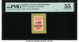 Guinea Emergency Postage Stamp 10 Centimes ND (1920) Pick 4 PMG About Uncirculated 55. A paper pull is noted on this example.

HID09801242017

© 2022 ...