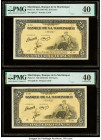 Martinique Banque de la Martinique 25 Francs ND (1943-45) Pick 17 Two Consecutive Examples PMG Extremely Fine 40 (2). Stains are noted on one example....