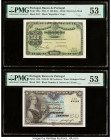 Portugal Banco de Portugal 500 Reis; 50 Centavos 27.12.1904; 25.6.1920 Pick 105a; 112b Two Examples PMG About Uncirculated 53 (2). A tear is noted on ...
