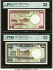 Sudan Bank of Sudan 5; 10 Pounds 1968 Pick 9e; 10d Two Examples PMG Choice Very Fine 35; Very Fine 25. Tape repairs are noted on both examples.

HID09...