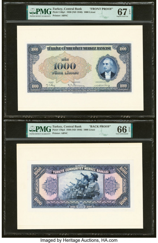 Turkey Central Bank 1000 Lirasi 1930 (ND 1946) Pick 146p1; 146p2 Front and Back ...