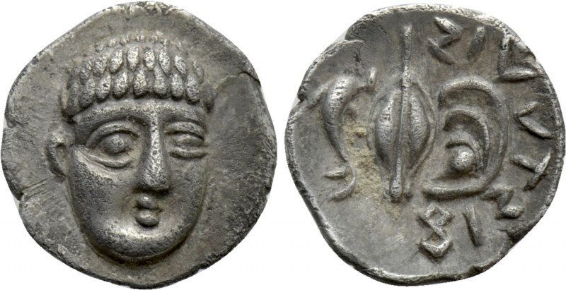 CAMPANIA. Phistelia. Obol (Circa 380-350 BC). 

Obv: Young male head facing sl...