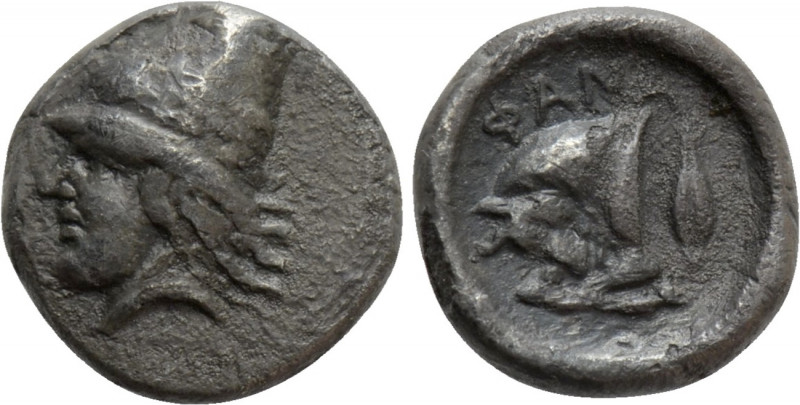 CIMMERIAN BOSPOROS. Phanagoreia. Diobol (Circa 390 BC). 

Obv: Head of Kabeiro...