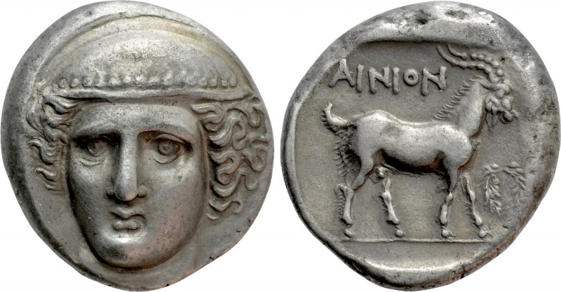 THRACE. Ainos. Tetradrachm (Circa 398/7-396/5 BC). 

Obv: Head of Hermes facin...