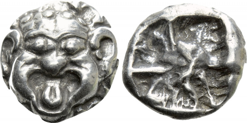 MYSIA. Parion. Drachm (5th century BC). 

Obv: Facing gorgoneion with protrudi...