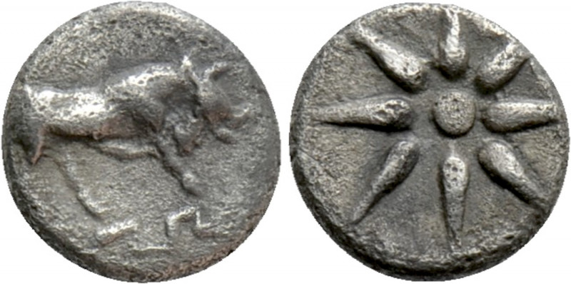 IONIA. Magnesia ad Maeandrum. Hemiobol (Circa 400-350 BC). 

Obv: Bull butting...