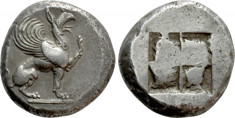 IONIA. Teos. Stater (Circa 510-500 BC).

Obv: Griffin seated right, raising fo...