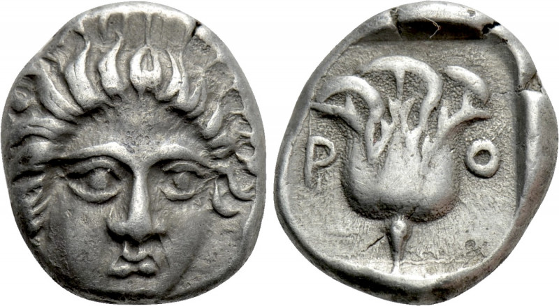 CARIA. Rhodes. Hemidrachm (Circa 408/7-394 BC). 

Obv: Head of Helios facing s...