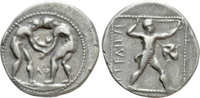 PAMPHYLIA. Aspendos. Stater (Circa 380/75-330/25 BC). 

Obv: Two wrestlers gra...