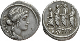 Q. SERVILIUS CAEPIO (M. JUNIUS) BRUTUS. Denarius (54 BC). Rome