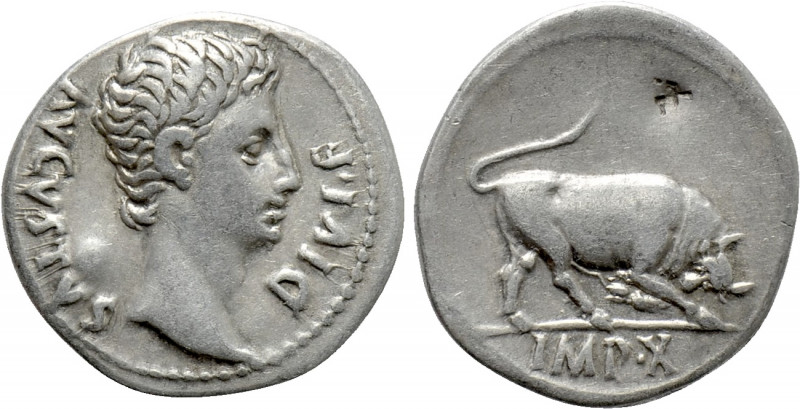 AUGUSTUS (27 BC-14 AD). Denarius. Lugdunum. 

Obv: AVGVSTVS DIVI F. 
Bare hea...