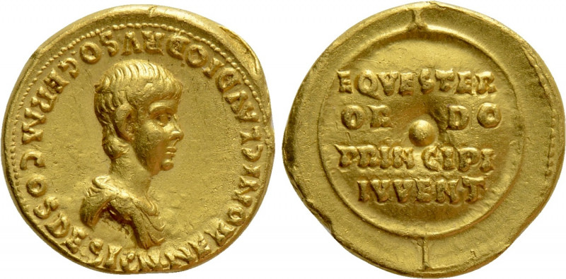 NERO (Caesar, 50-54). GOLD Aureus. Struck under Claudius (51-54). Rome. 

Obv:...